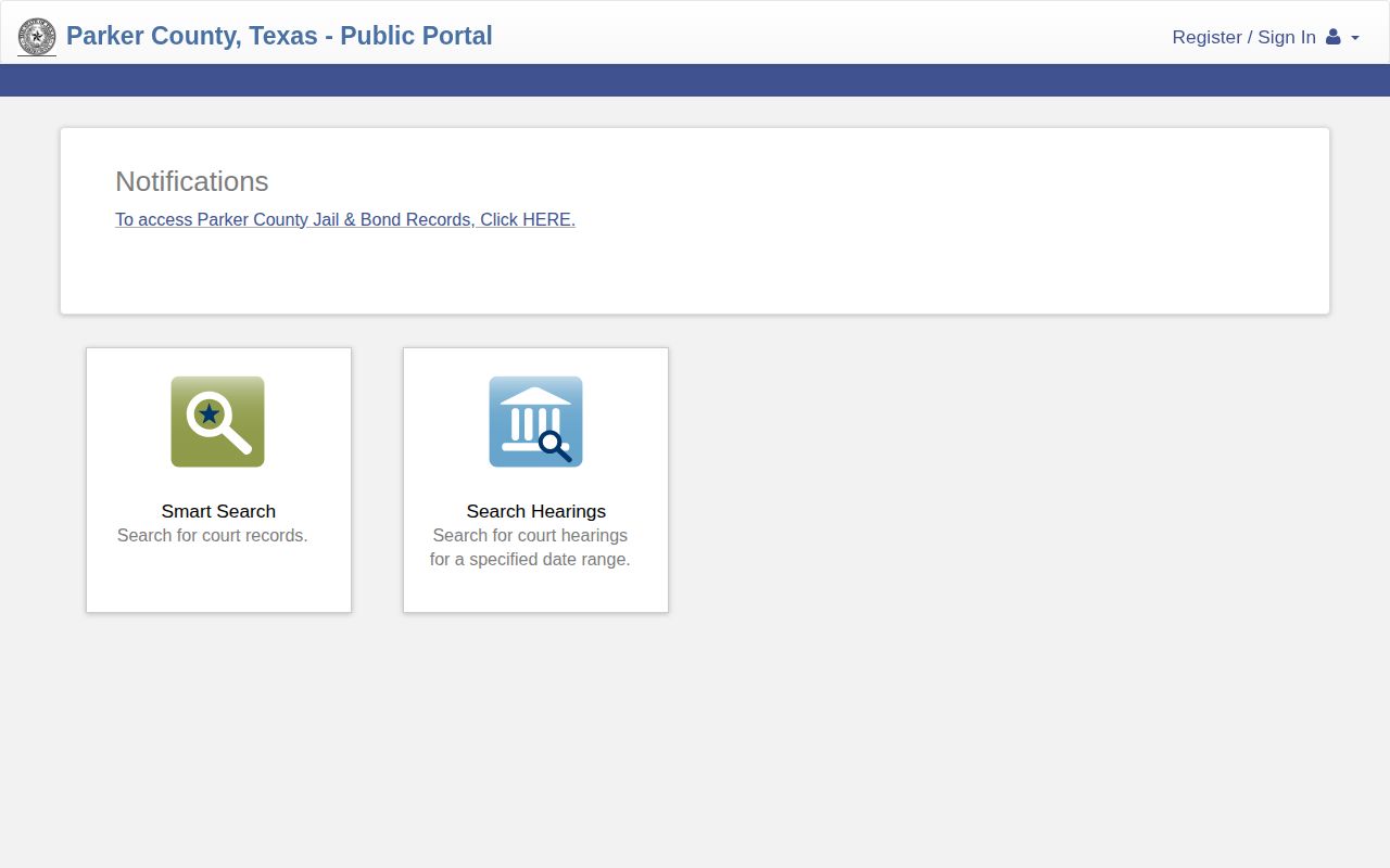 Parker County released inmate court Smart Search and jail records handoff