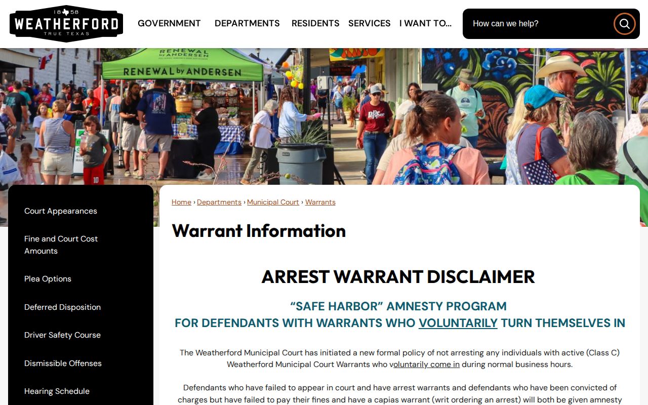 Weatherford warrant route to Parker County Jail release records